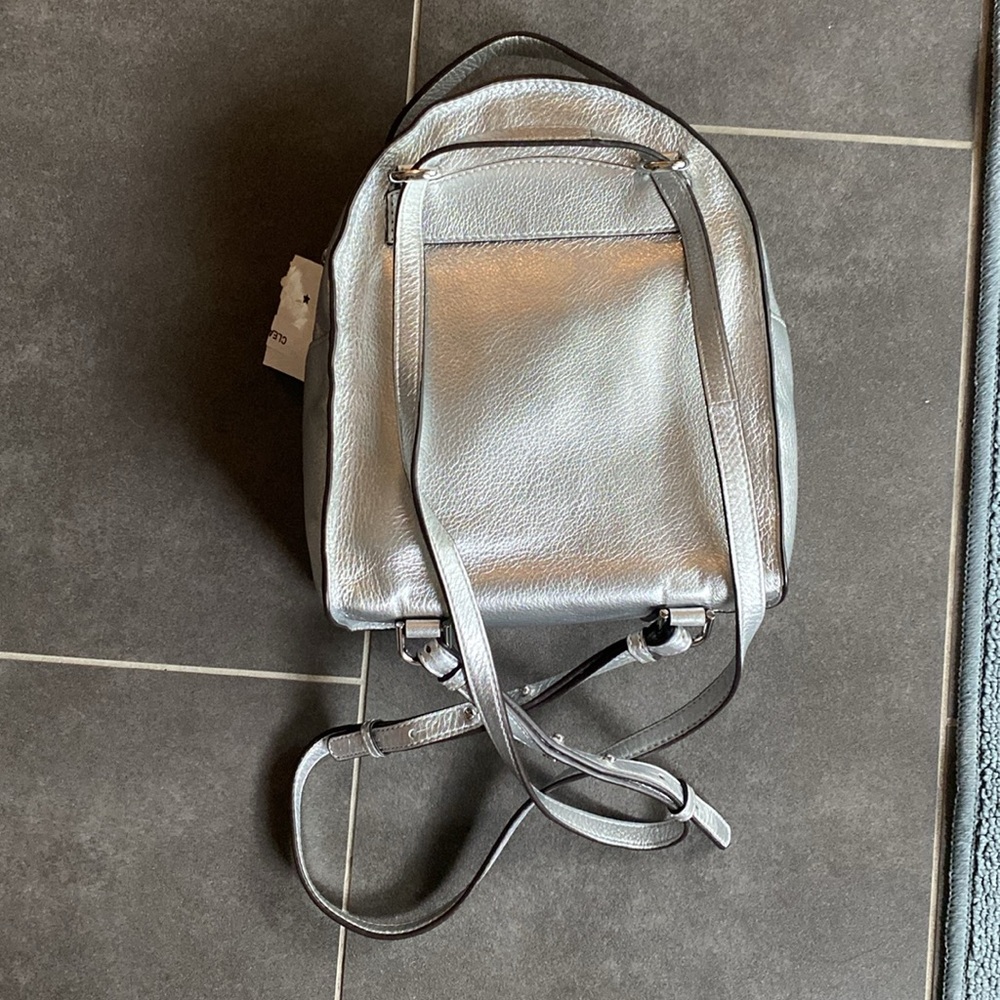 Michael‎ Kors Jessa Small Silver Metallic Pebbled Leather Convertible Backpack - Picture 7 of 11